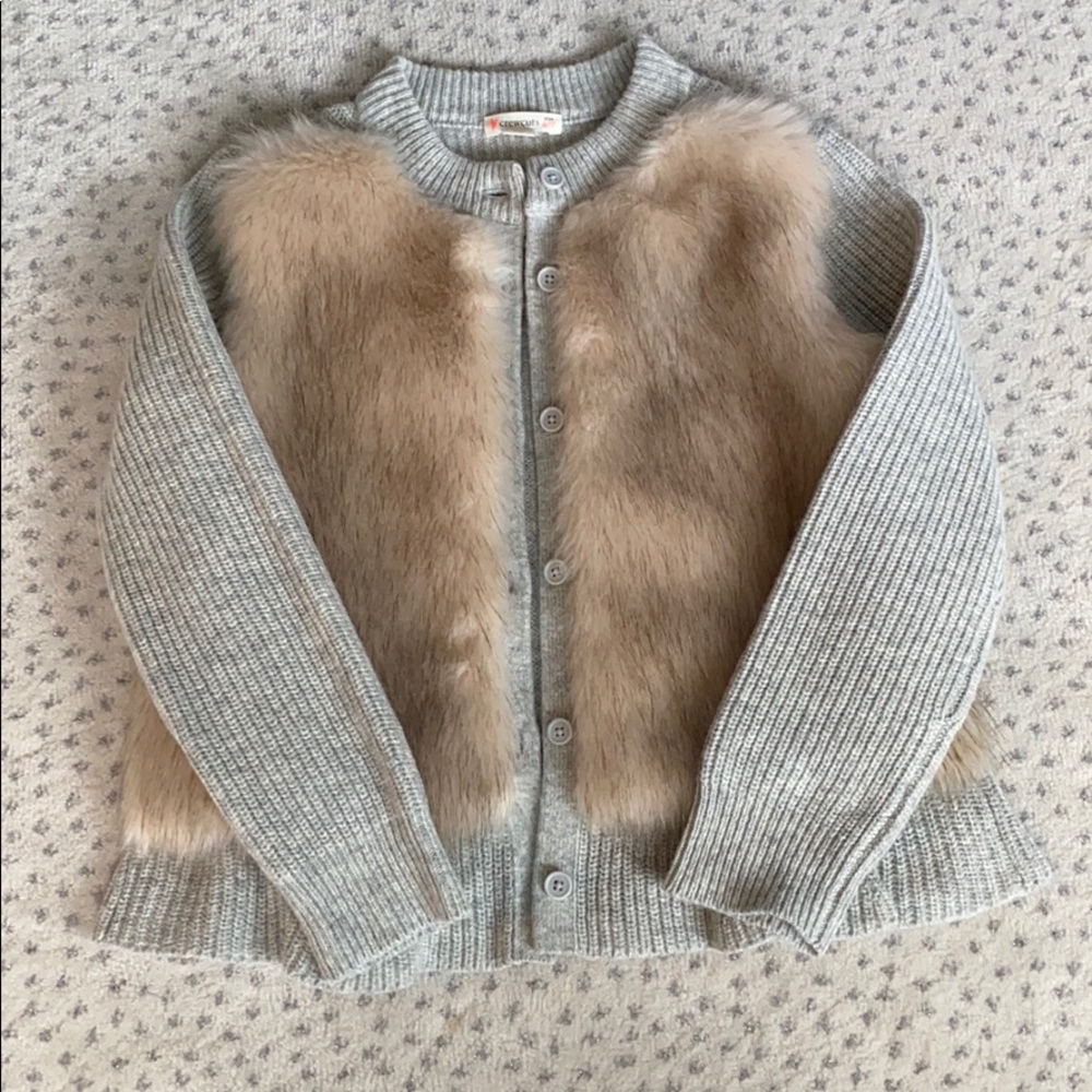 crewcuts faux fur cardigan